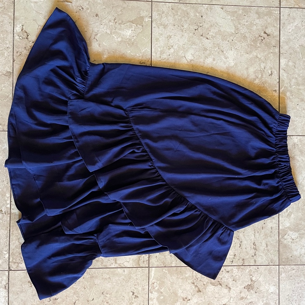 Blue Ruffled Midi-Skirt - Picture 2 of 3